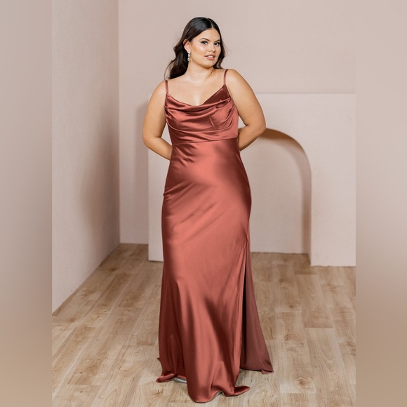 Revelry Dresses Revelry Skye Satin Bridesmaid Dress In Cinnamon Rose Size 2 Poshmark